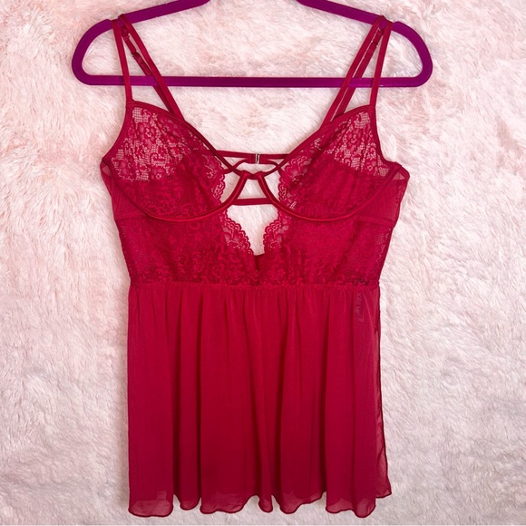 Adore me Red Lace Babydoll Lingerie - Picture 5 of 7